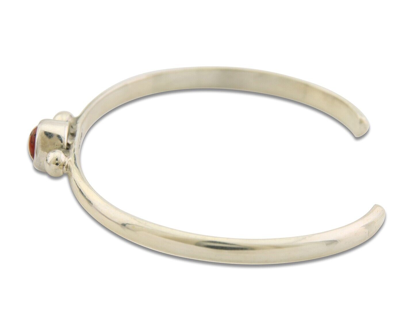 Navajo Bracelet .925 Silver Natural Red Coral Cuff Native American Artist C.80's