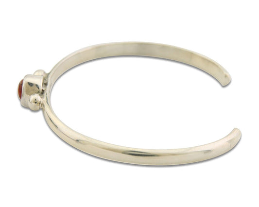 Navajo Bracelet .925 Silver Natural Red Coral Cuff Native American Artist C.80's