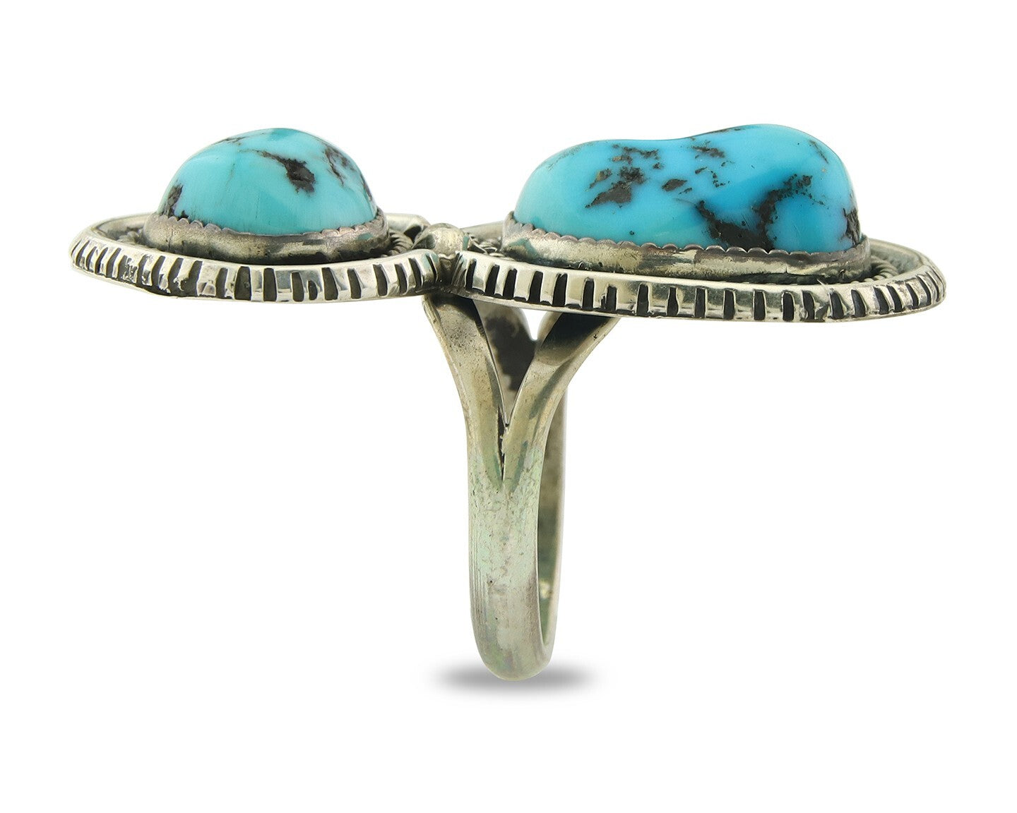 Vintage Navajo Ring Sterling Silver Authentic Turquoise Tom Willeto Size 7.75