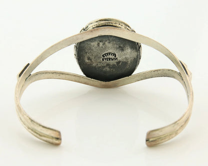 Navajo Cuff Bracelet Sterling Silver Turquoise Vintage Artist Signed Sun