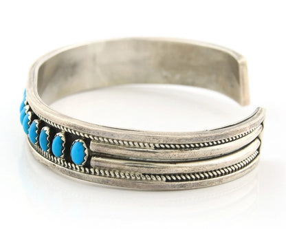 Navajo Cuff Bracelet Sterling Silver Authentic Turquoise Signed CC
