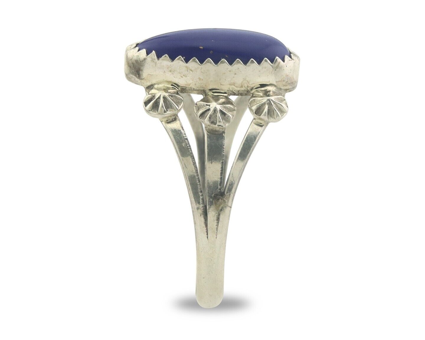 Navajo Ring 925 Sterling Natural Lapis Handmade Native Artist C.80's