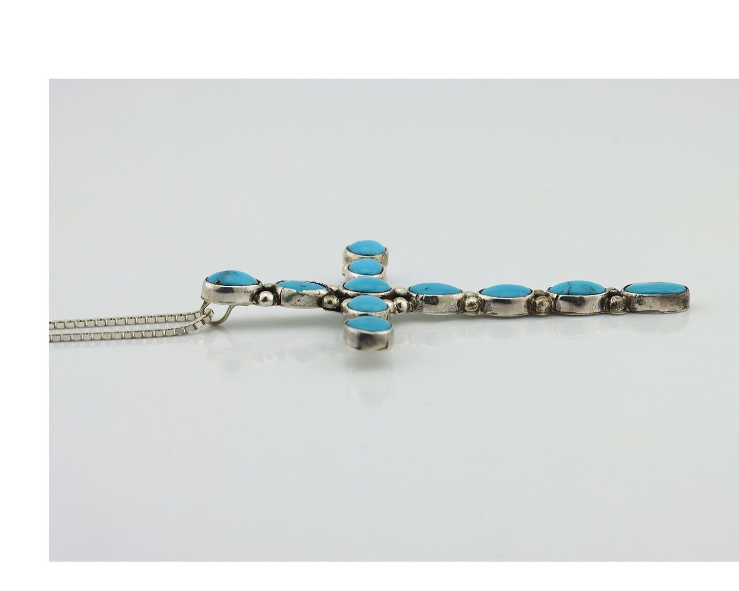 Zuni Necklace 925 Silver Spiderweb Turquoise Native American Artist C.80's