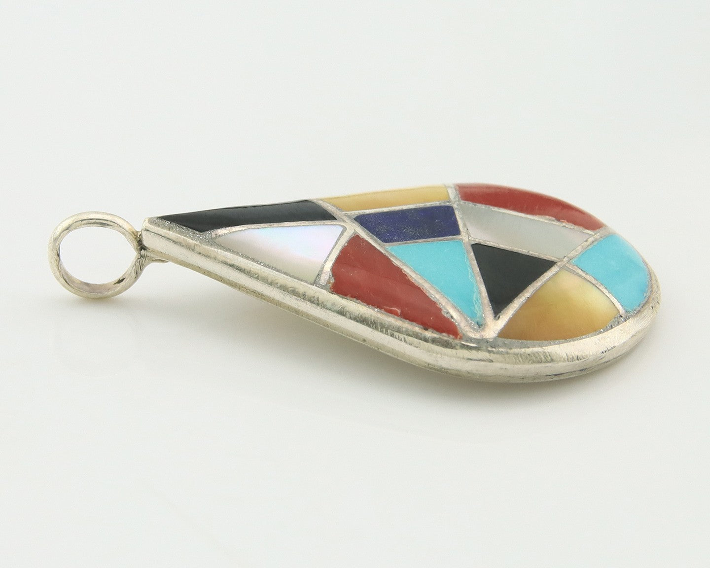 Zuni Cross Pendant Sterling Natural Gemstone Authentic Traditional Signed MLK