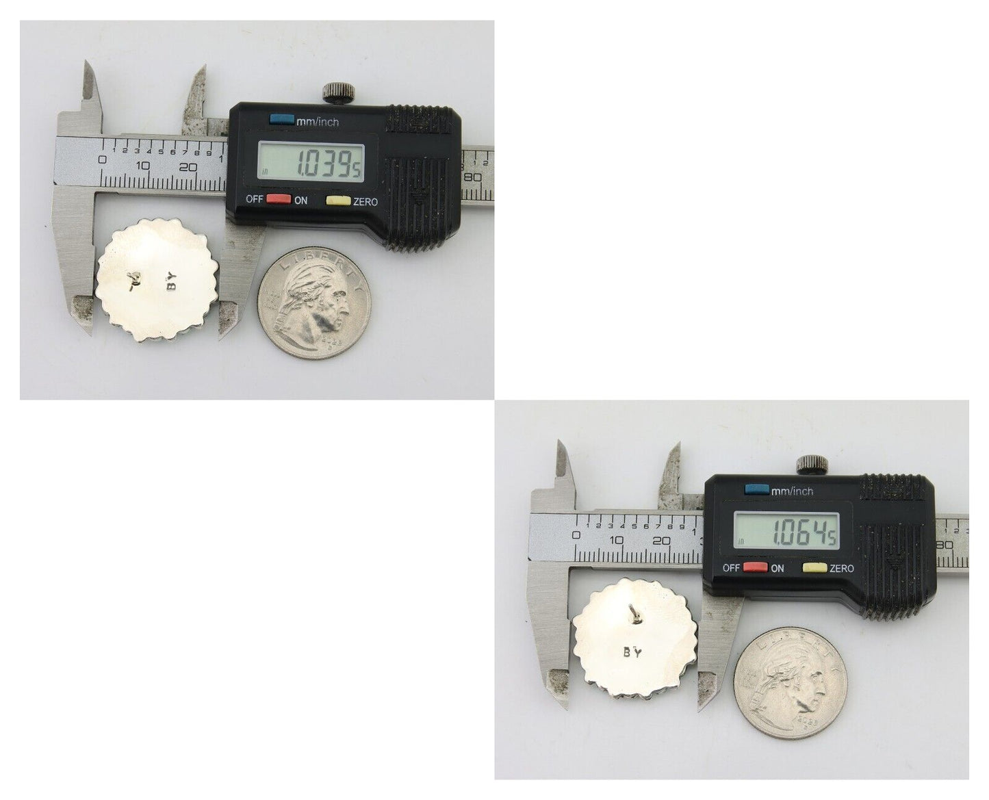 Navajo Petit Point Earrings 925 Silver Turquoise Signed Benson Yazzie C.80's