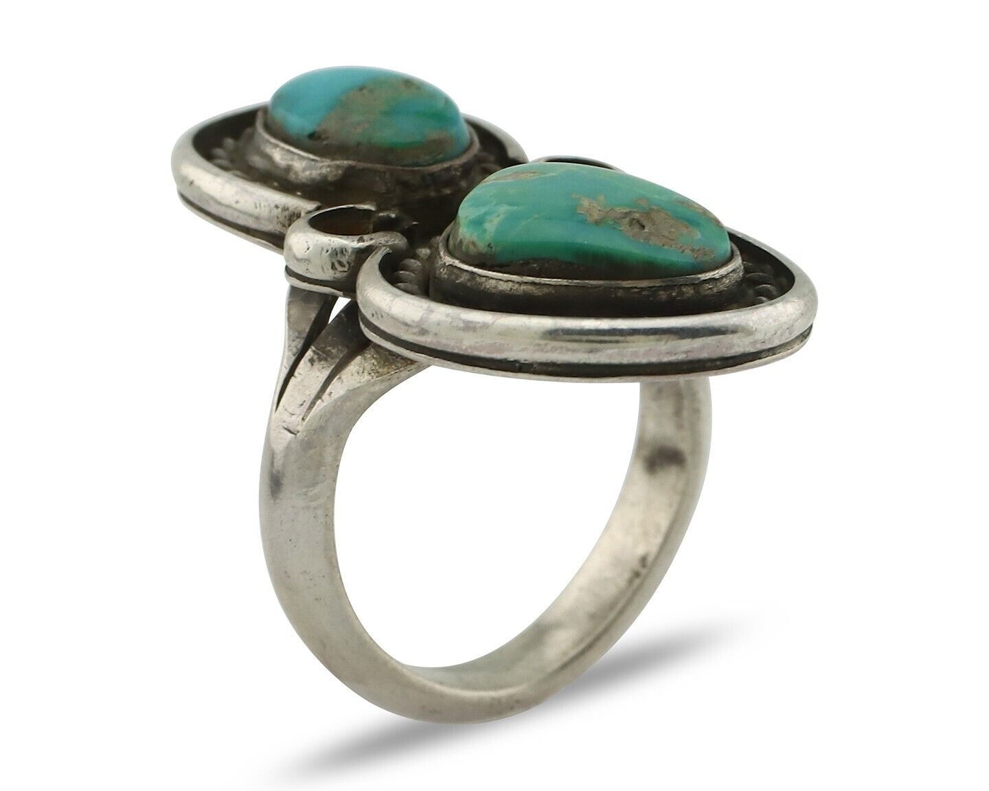 Navajo Ring 925 Silver Natural Blue Turquoise Native American Artist C.80's