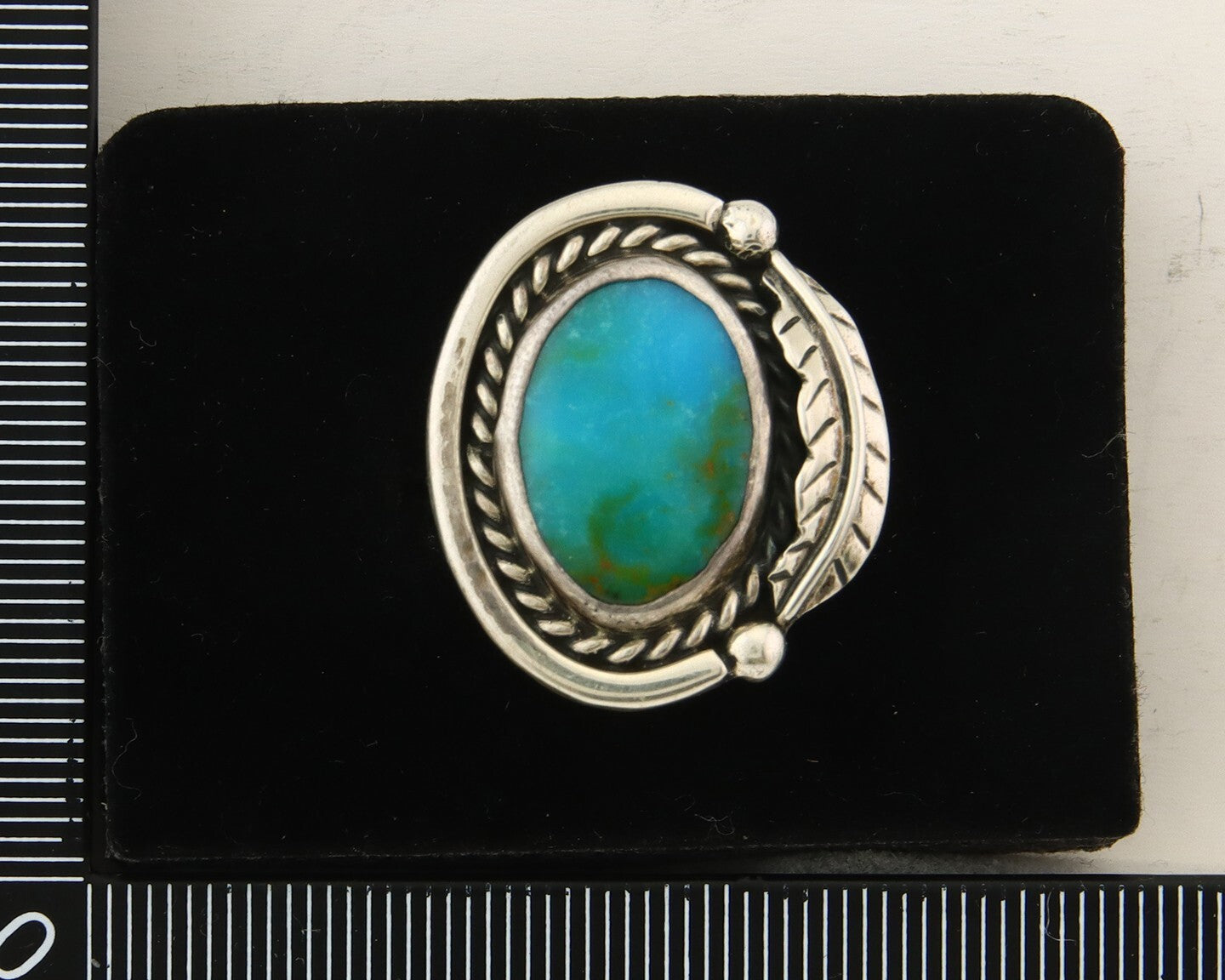 Mexican Handmade Ring 925 Sterling Natural Mined Turquoise C.80's Size 8.0