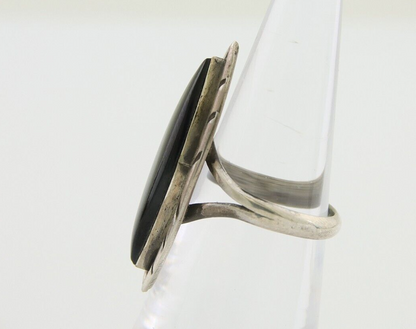 Navajo Handmade Ring 925 Silver Black Onyx Artist Signed #14 C.80's