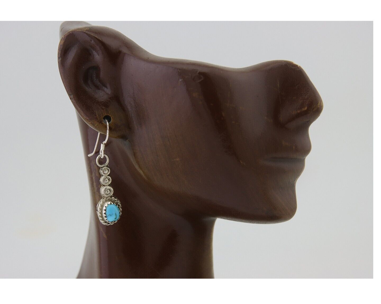 Navajo Earrings 925 Silver Blue Turquoise Artist Signed DB C.80's