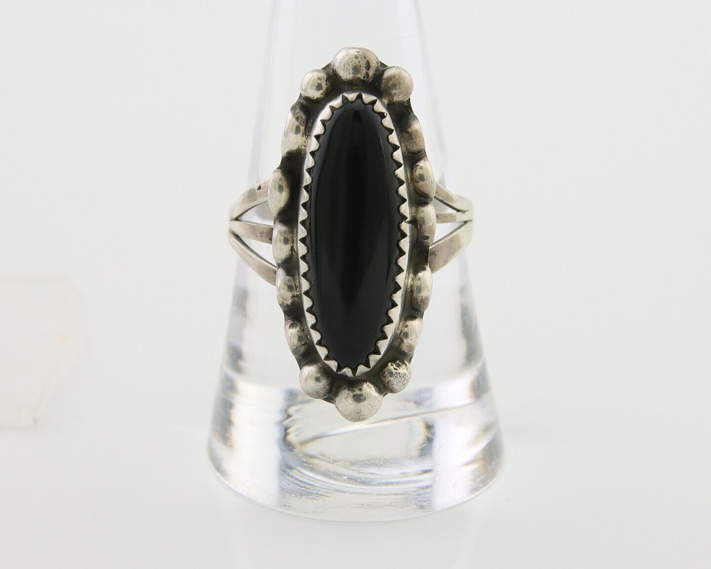 Navajo Handmade Ring 925 Silver Black Onyx Artist Signed SC C.80's