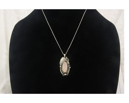 Navajo Sterling Silver Necklace Pink Muscle Authentic Vintage Sign Justin Morris
