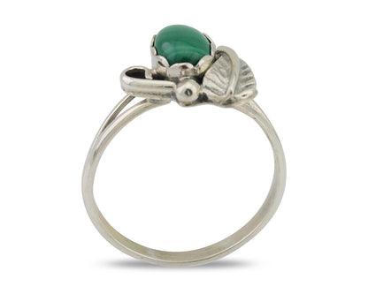 Navajo Handmade Ring 925 Silver Natural Malachite Native Artist Size 6.0 C.80's