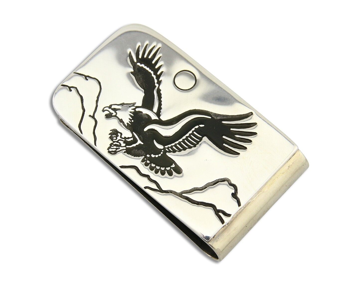 Navajo Eagle Money Clip .925 Silver & .999 Nickle Native American Artist C.80's