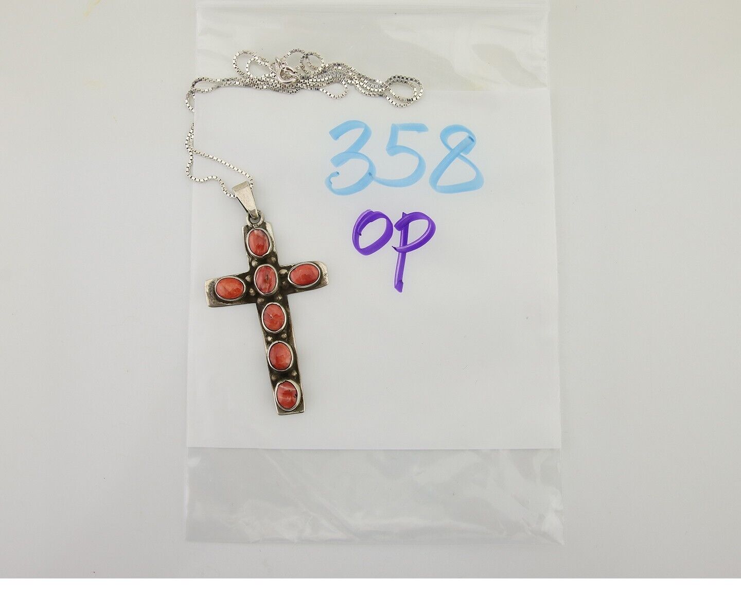 Navajo Cross Necklace 925 Silver Spiney Oyster Artist Signed C Montoya C.80's