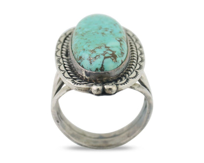 Mens Navajo Ring 925 Silver Spiderweb Turquoise Native American Artist C.80's