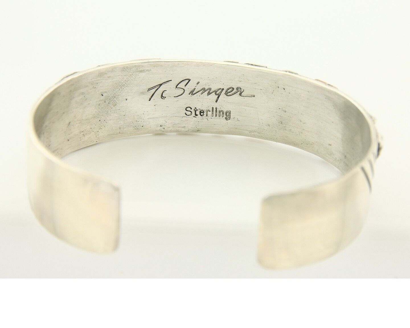 Navajo Bracelet Gold & 925 Silver Handmade 16 mm Wide Signed Thomas Singer C80s