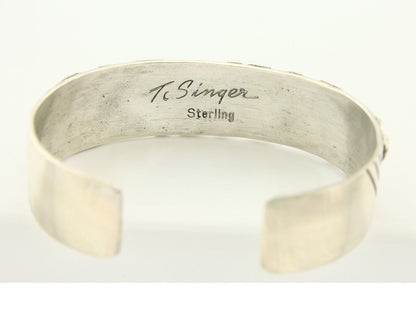 Navajo Bracelet Gold & 925 Silver Handmade 16 mm Wide Signed Thomas Singer C80s