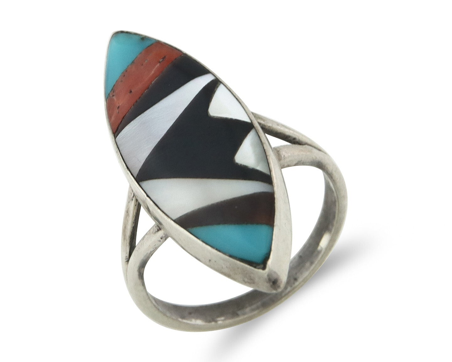 Vintage Zuni Ring 925 Sterling Silver Natural Gemstone Size 5.75