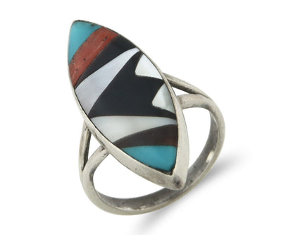Vintage Zuni Ring 925 Sterling Silver Natural Gemstone Size 5.75