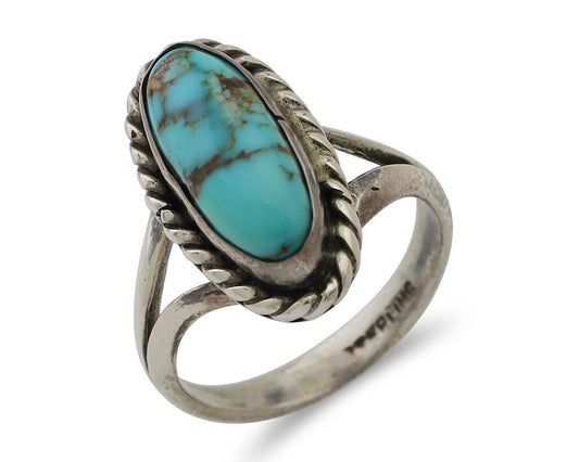 Navajo Handmade Ring 925 Silver Kingman Turquoise Size 6.0 C.80's