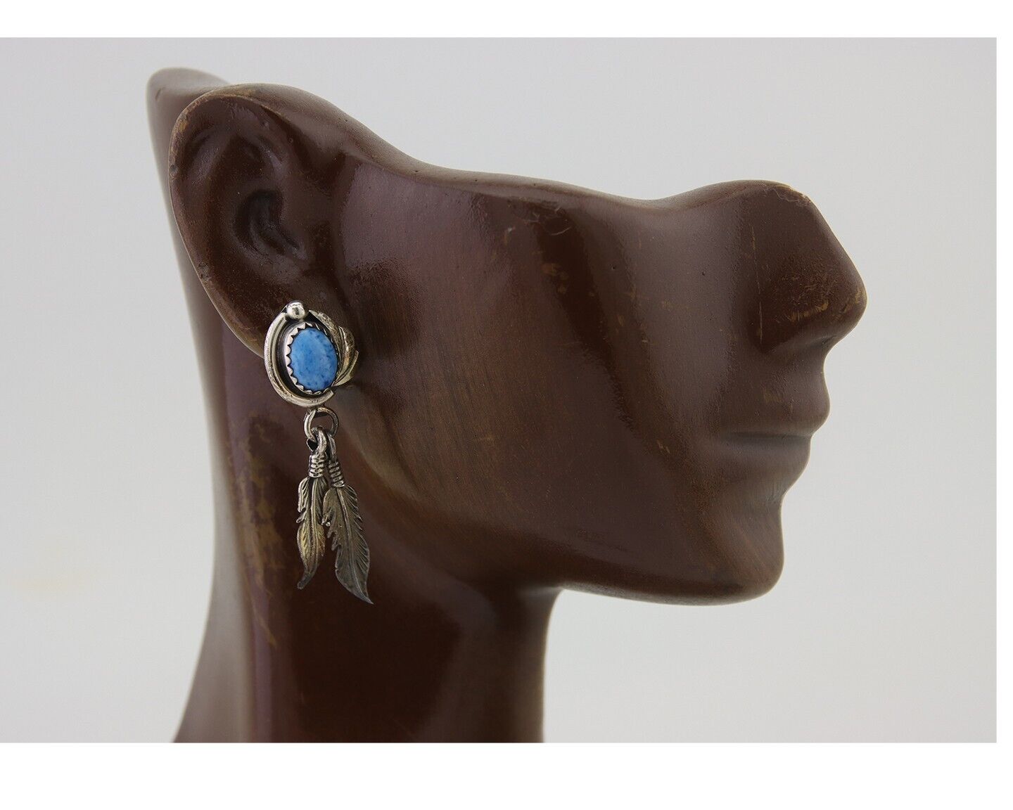 Navajo Earrings 925 Silver Blue Denim Lapis Native American Artist C.80's