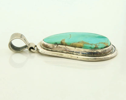 Navajo Pendant 925 Sterling Silver Natural Turquoise Vintage Signed Rabbit Stick