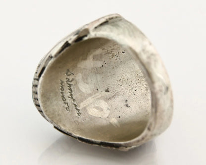 Men Zuni Ring Sterling Silver Gemstone Vintage Signed Thompson Size 11