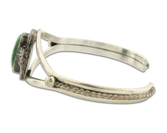 Vintage Navajo Bracelet 925 Silver Turquoise Traditional Handmade Signed Gecko