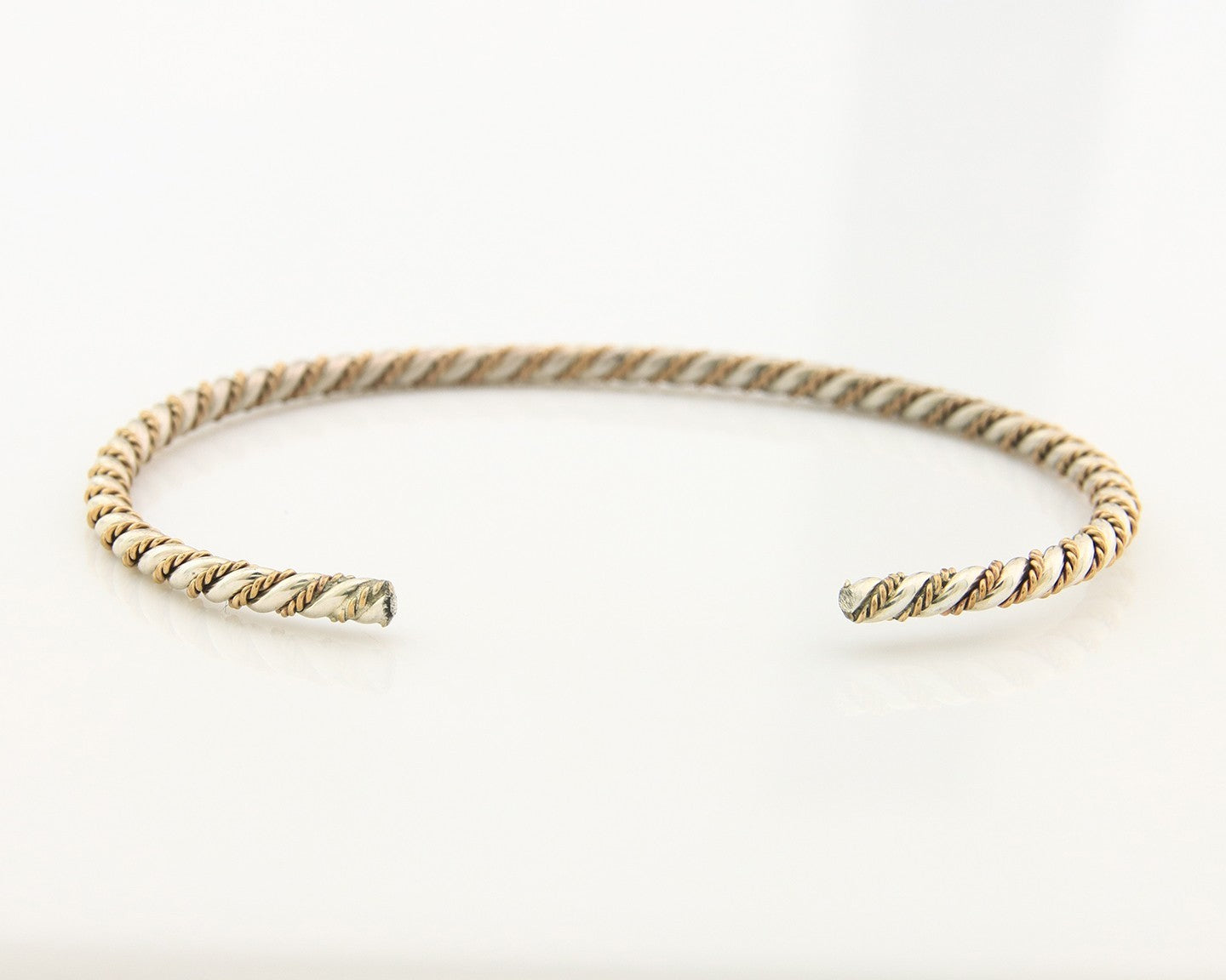 Navajo Twist Cuff Bracelet Sterling Silver Gold Authentic Vintage Native Artist