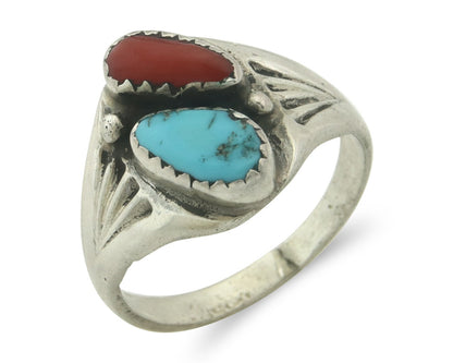 Vintage Navajo Ring 925 Sterling Silver Natural Gemstone Authentic Size 9.25