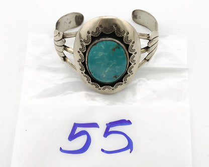 Navajo Shadow Box Bracelet .925 Silver Blue Turquoise Artist Signed M Montoya 80