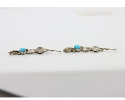 Navajo Dangle Earrings 925 Silver Natural Turquoise Native Artist C.80's