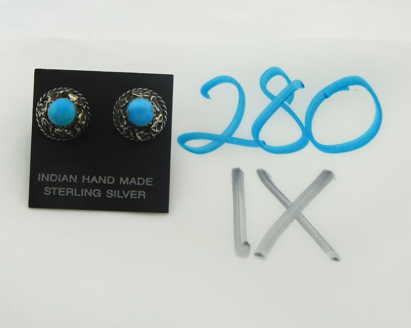 Navajo Earrings Sterling Silver Natural Turquoise Vintage Handmade