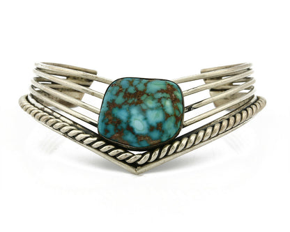Navajo Handmade .925 SOLID Silver Natural Turquoise 5 Row Cuff Bracelet