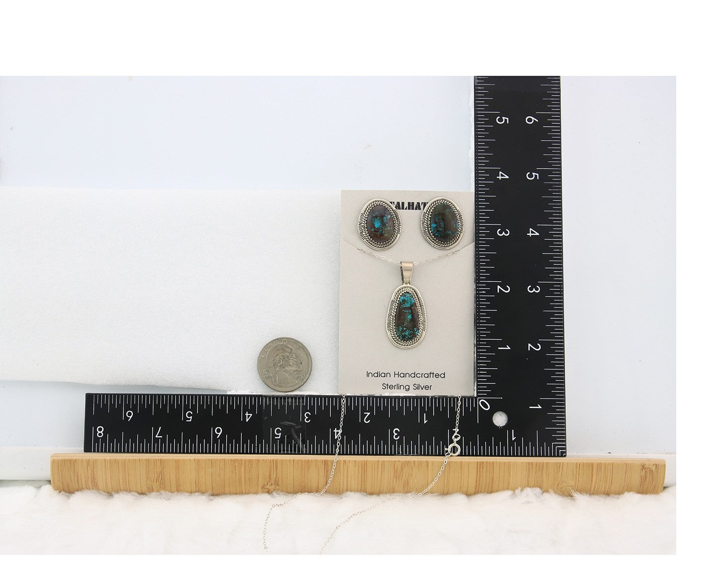 Navajo Necklace Earrings Set Sterling Silver Turquoise Vintage Signed Spencer