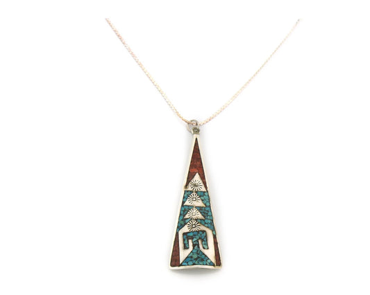 Navajo Necklace Sterling Silver Authentic Inlaid Gemstone Native American