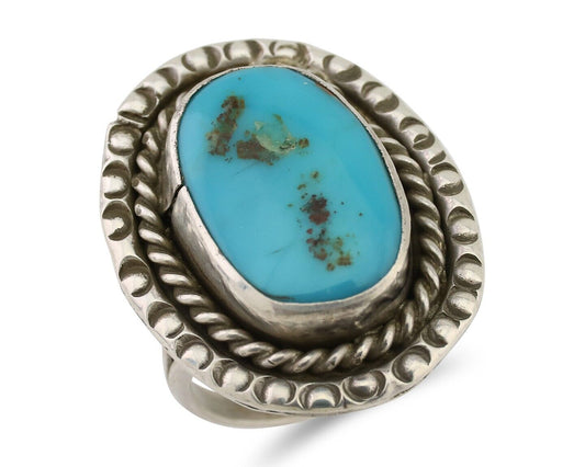 Navajo Handmade Ring 925 Silver Turquoise Native American Artist C.80's
