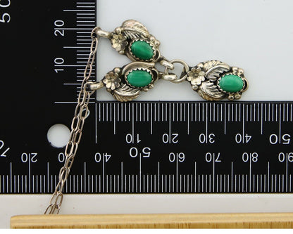 Navajo Necklace 925 Silver Natural Malchite Native American Signed SN C.80's