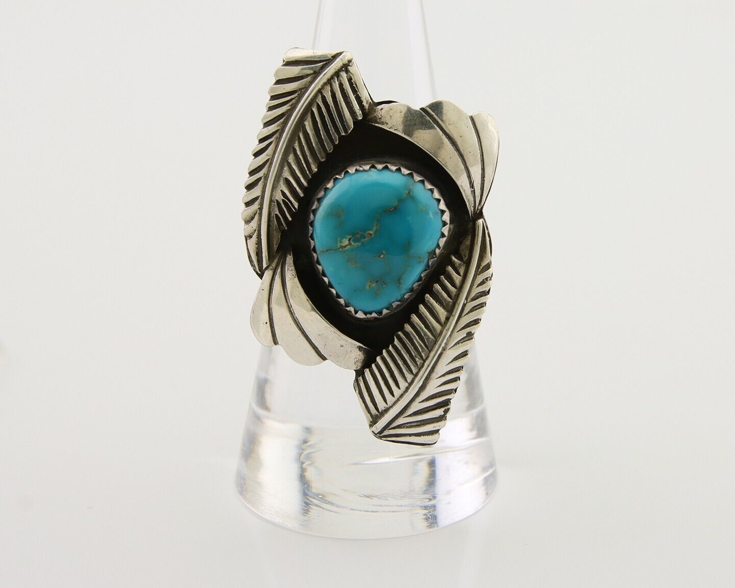 Navajo Ring 925 Silver Natural Blue Turquoise Native American Artist C.80's