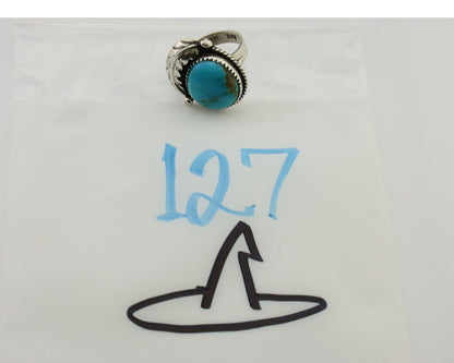 Navajo Ring 925 Silver Natural Blue Turquoise Native American Artist C.80's