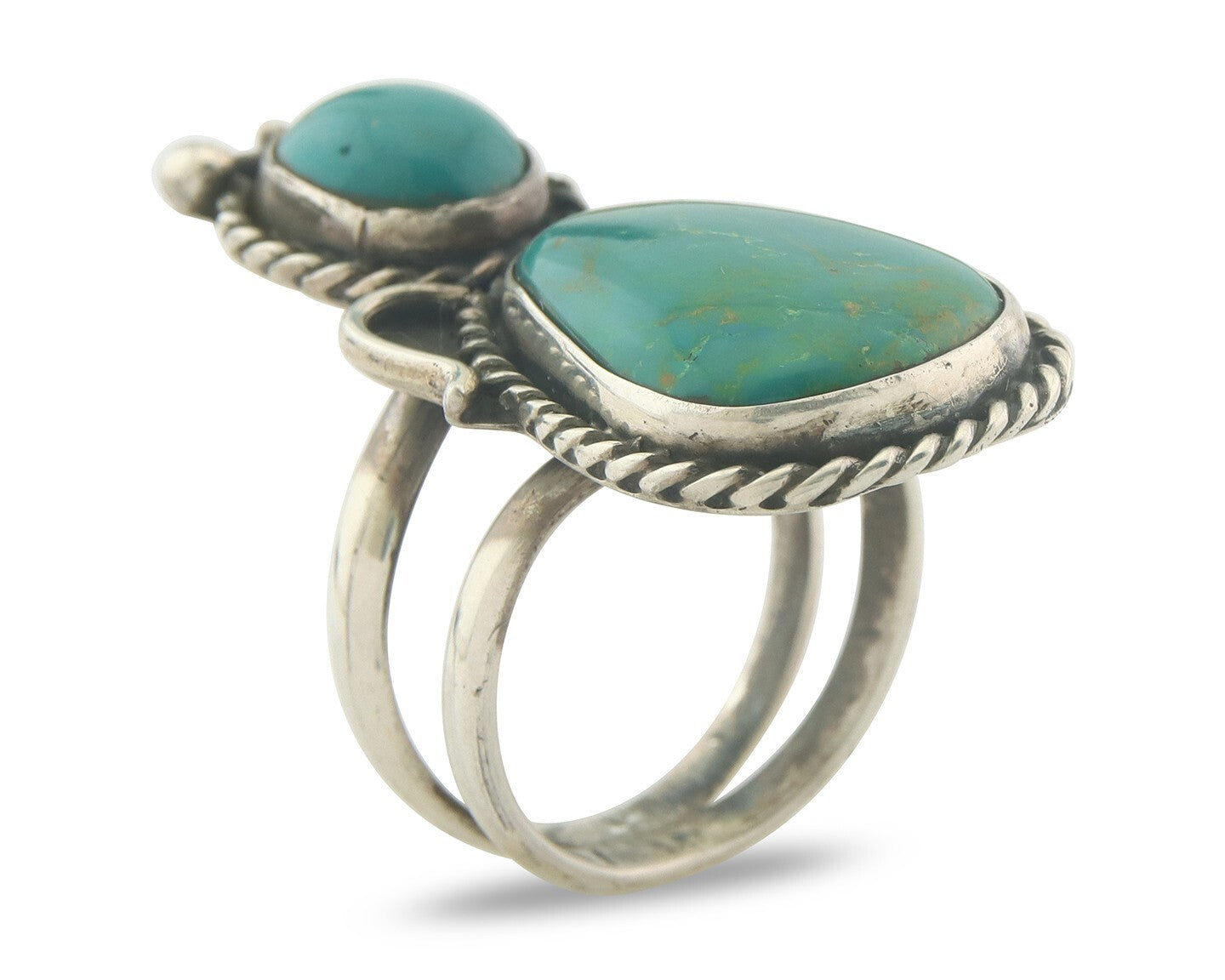 Vintage Navajo Ring 925 Sterling Authentic Turquoise Artist Signed Size 11