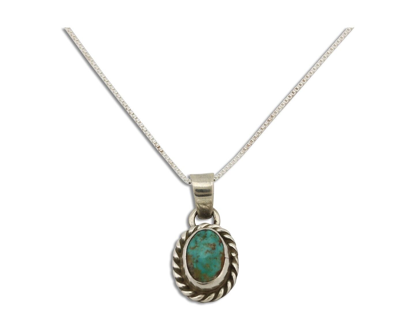 Navajo Necklace 925 Silver Natural Kingman Turquoise Native Artist C.2008