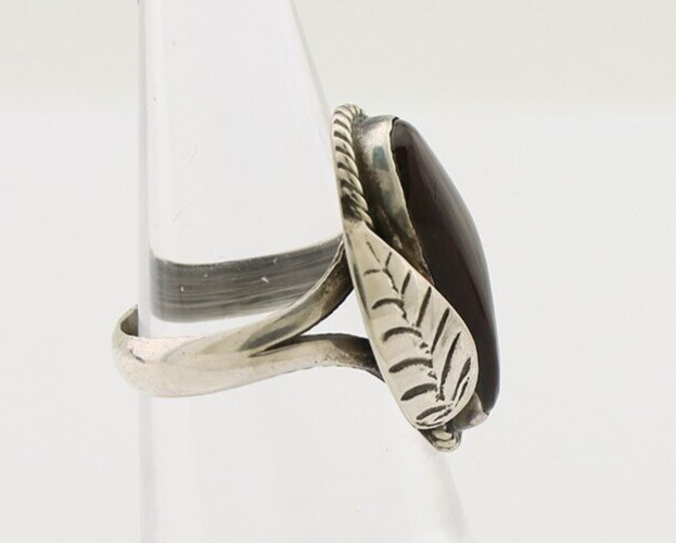 Navajo Handmade Ring 925 Silver Natural Fire Opal Native Artist Size 5.25 C.80's