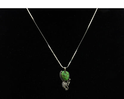 Navajo Necklace 925 Silver Green Turquoise Native American Artist C.80's