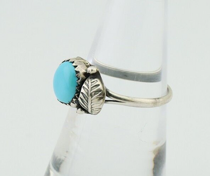 Navajo Ring 925 Silver Sleeping Beauty Turquoise Native American Artist C.80's