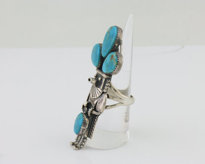 Navajo Kachina Ring 925 Silver Turquoise Artist Signed Broken Arrow C.80's