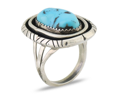 Navajo Ring 925 Silver Sleeping Beauty Turquoise Native Artist C.80's