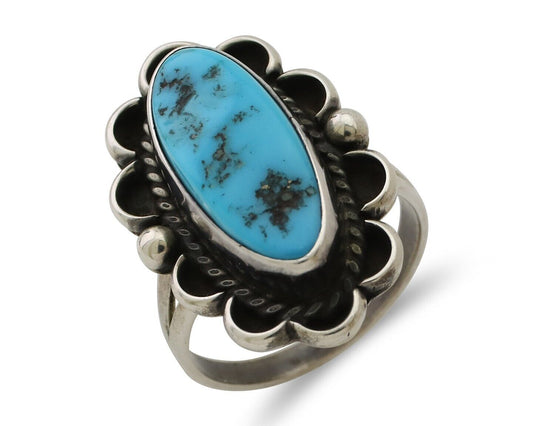 Navajo Turquoise Ring 925 Silver Handmade Native American Artist C.80's