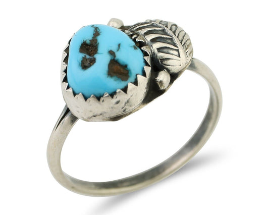 Navajo Ring 925 Silver Sleeping Beauty Turquoise Native American Artist C.80's