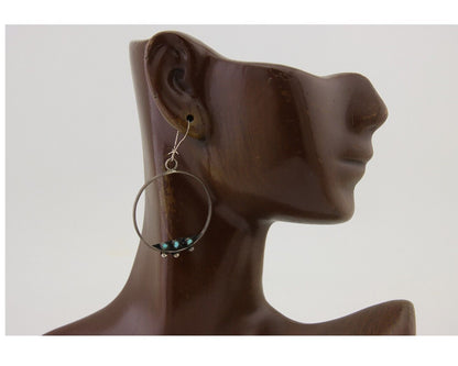 Zuni Dangle Earrings 925 Silver Blue Turquoise Native American Artist C.80's